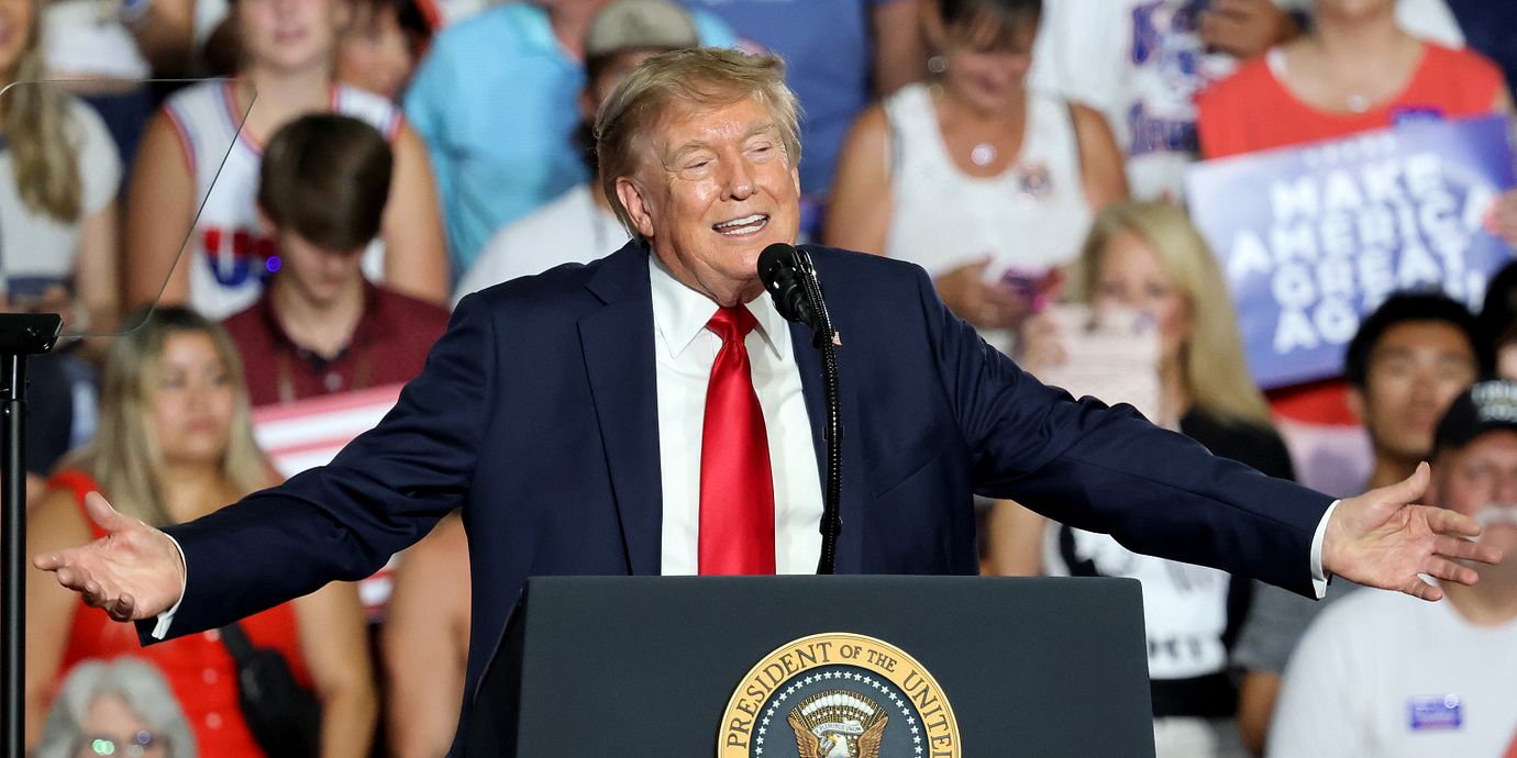 Donald Trump håller tal. Arkivbild.
