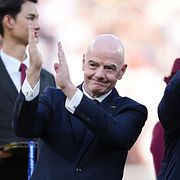 Gianni Infantino och Donald Trump under söndagens VM-final. 