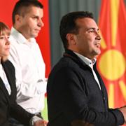 Zoran Zaev på presskonferensen.