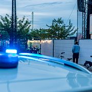 Polisen på plats efter dödsmisshandeln på tisdagen.