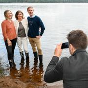 Fr v miljöminister Karolina Skog, klimatminister samt vice statsminister Isabella Lövin och utbildningsminister Gustav Fridolin.