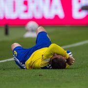Emil Holm under matchen mot Rumänien.