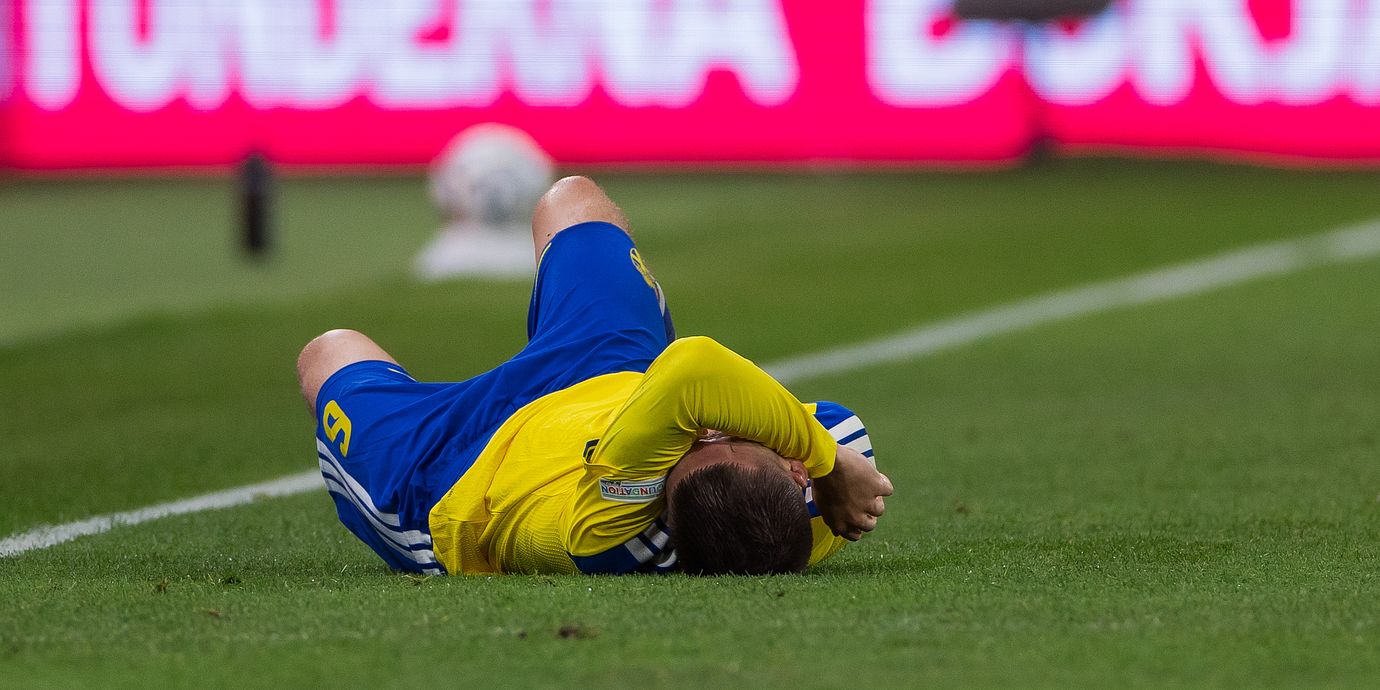 Emil Holm under matchen mot Rumänien.