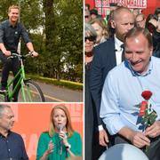 MP-språkrören Isabella Lövin och Gustav Fridolin/Alliansens partiledare/Stefan Löfven (S) med hustrun Ulla.