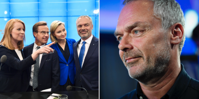 Annie Lööf (C), Ulf Kristersson (M), Ebba Busch Thor (KD) och Jan Björklund (L). Arkivbilder. TT