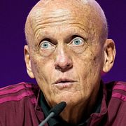 Pierluigi Collina under en presskonferens 2022.