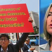 Demonstration i Sydkorea mot Kinas regim / Federica Mogherini.