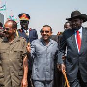 Sydsudans Salva Kiir tillsammans med Etiopiens  Abiy Ahmed och Eritreas  Isaias Afwerki.