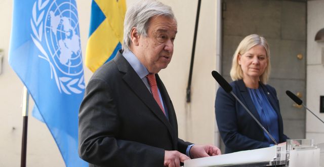 António Guterres och Magdalena Andersson. Sören Andersson/TT