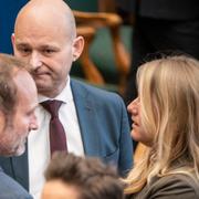 Oppositionspolitikerna Søren Pape Poulsen, Mai Villadsen, Martin Lidegaard och Pernille Vermund