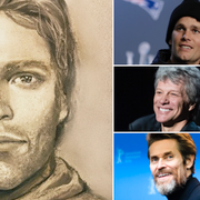 Teckningen, till vänster, är ritad av Michael Avenatti. Till höger: Tom Brady, Bon Jovi och Willem Dafoe. 