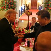 Donald Trump och Xi Jinping under nattens bankett.