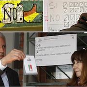 Arkivbilder. Nedre: Vice president Alvaro Garcia lägger sin röst.