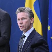 Försvarsminister Pål Jonson (M), Oscar Sjöstedt (SD), Mikael Oscarsson (KD) och Anna Starbrink (L). 