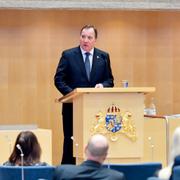 Statsminister Stefan Löfven (S) läser regeringsförklaringen i rikdagens kammare