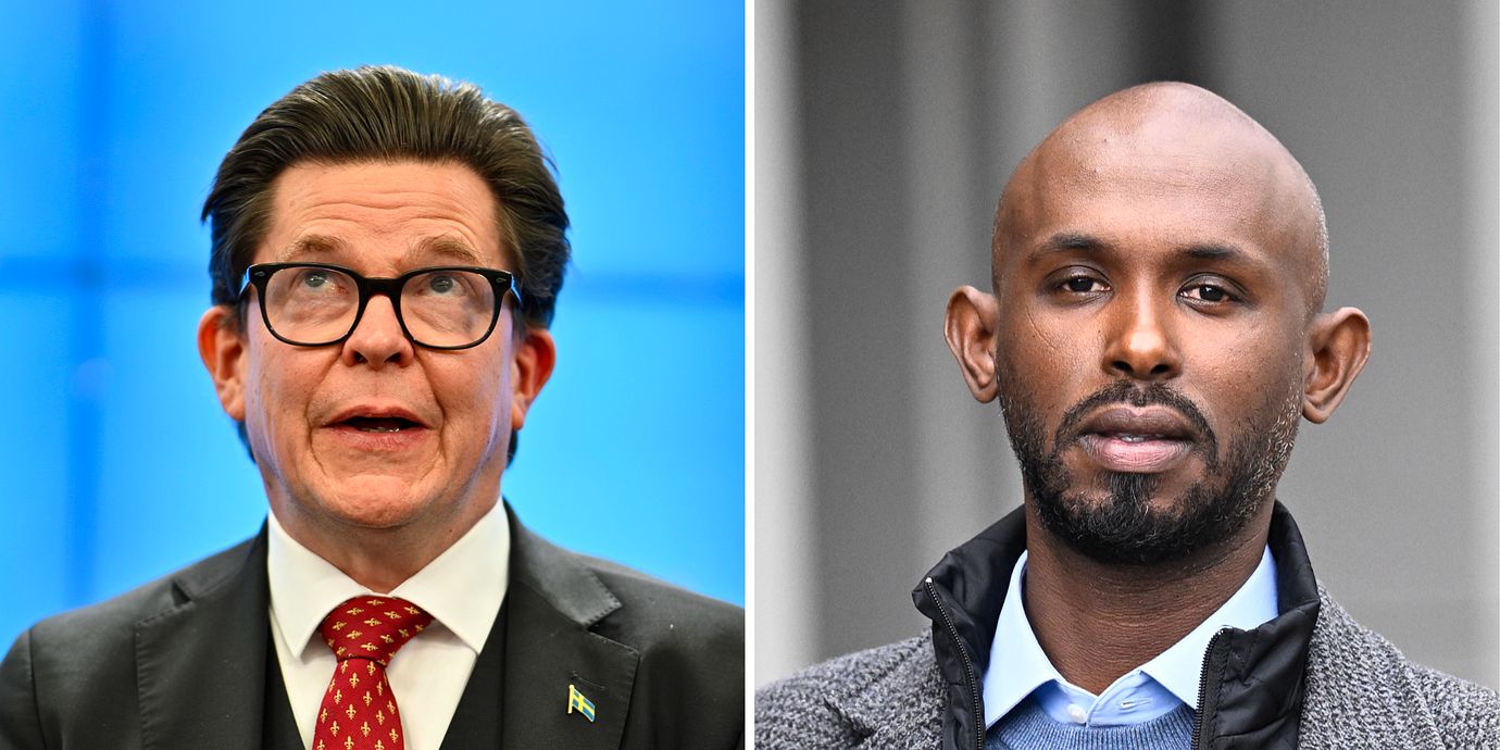 Till vänster: Riksdagens talman Andreas Norlén (M). Till höger: Mohamed Abdukardir Ali.