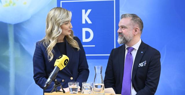  Kristdemokraternas partiledare Ebba Busch och Johan Ingerö. Fredrik Sandberg/TT