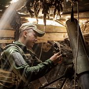 Ukrainsk soldat i Donetsk, maj 2025.