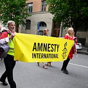 En demonstration för Gaza i Stockholm, som arrangerades av bland annat Amnesty Sverige. Bilden är tagen den 17 juni förra året.