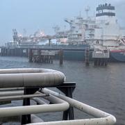 Flytande naturgas anlände till tyska hamnen Wilhelmshaven förra veckan.