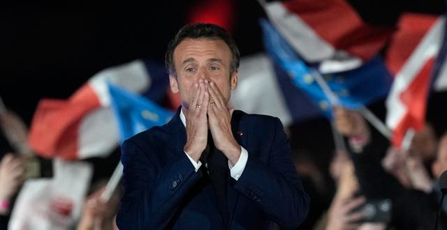 Emmanuel Macron på valkvällen.  Christophe Ena / AP