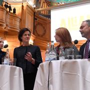 Ebba Busch Thor (KD), Anna Kinberg Batra (M), Annie Lööf (C) och Jan Björklund (L) under Alliansens framtidsseminarium i december 2016.