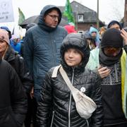 Greta Thunberg på demonstration mot RWE:s nya kolbrytning i Lützerath