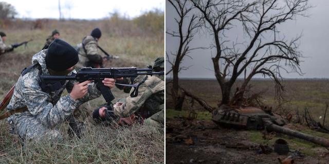 Ryska soldater/Förstörd stridsvagn utanför Kalynivske, Ukraina. AP