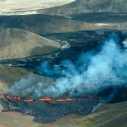 Arkivbild. Flygbild av aktivitet från vulkanen Fagradalsfjäll på Island i augusti 2022. 