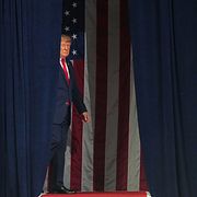 President Donald Trump arrives at a campaign rally at Alico Arena on the campus of Florida Gulf Coast University, Friday, Oct. 23, 2026, in Fort Myers, Fla. (AP Photo/Mark Schiefelbein)  FLJE350