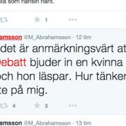 Skärmdump Abrahamssons twitter