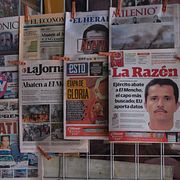 Mexikansk tidningskiosk efter kartelledaren El Menchos död i februari