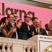 Grundare och vd Sebastian Siemiatkowski under Klarnas börsnotering. 