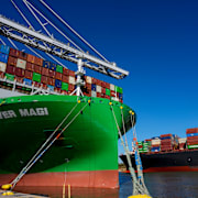 Arkivbild. Fraktfartyg i hamnen i Savannah, Georgia. 