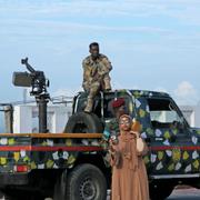 Militären på gatorna under Eid-firande i Somalias huvudstad Mogadishu. Arkivbild.