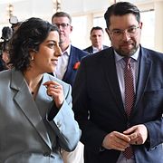 Liberalernas partiledare Simona Mohamsson (L) och Sverigedemokraternas Jimmie Åkesson (SD).