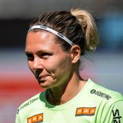 Landslagsmålvakten Hanna Falk tappade in 1–0 för Häcken. 