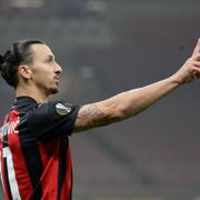 Zlatan Ibrahimovic under en match med sitt Milan. 