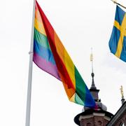 Prideflagga i Stockholm