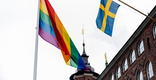 Prideflagga i Stockholm Christine Olsson / TT NYHETSBYRÅN