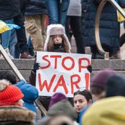 Protest i Chicago mot ryska invasionen av Ukraina.