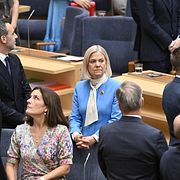 Arkivbild: Socialdemokraternas partiledare Magdalena Andersson (S) vid riksmötets öppnande i riksdagens kammare.