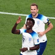 Englands tvåmålsskytt Bukayo Saka och Harry Kane.