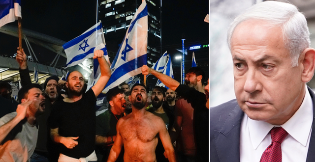 Protester/Benjamin Netanyahu. TT