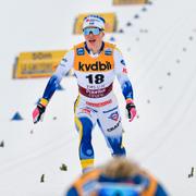 Sveriges Jonna Sundling går i mål i damernas 10 km under svenska skidspelen i världscupen i Falun.