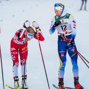 Heidi Weng, Therese Johaug och Jonna Sundling efter loppet.