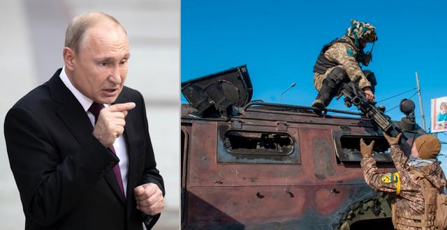 Putin/Ukrainska soldater. AP.