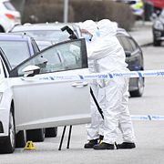 Polisen tekniker på plats.