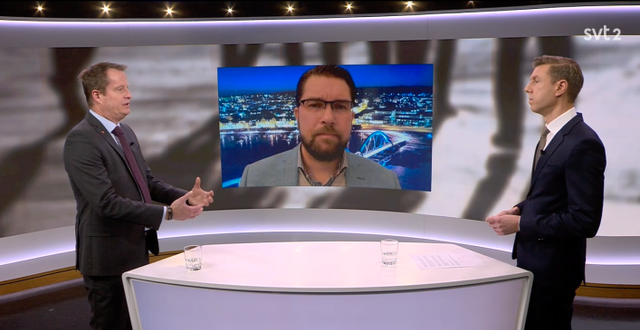 SVT:s Aktuellt med Anders Ygeman och Jimmie Åkesson.  Skärmdump