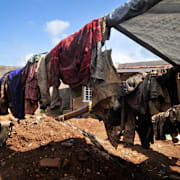 Kläder från de döda har grävts upp utanför Kigali. 